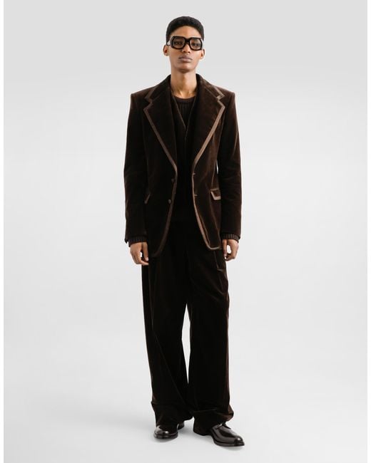 Dolce & Gabbana Smooth Velvet Trousers in Black für Herren