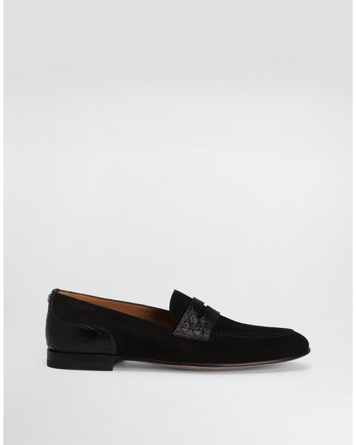 Dolce & Gabbana Split Calfskin And Alligator Slippers in White für Herren