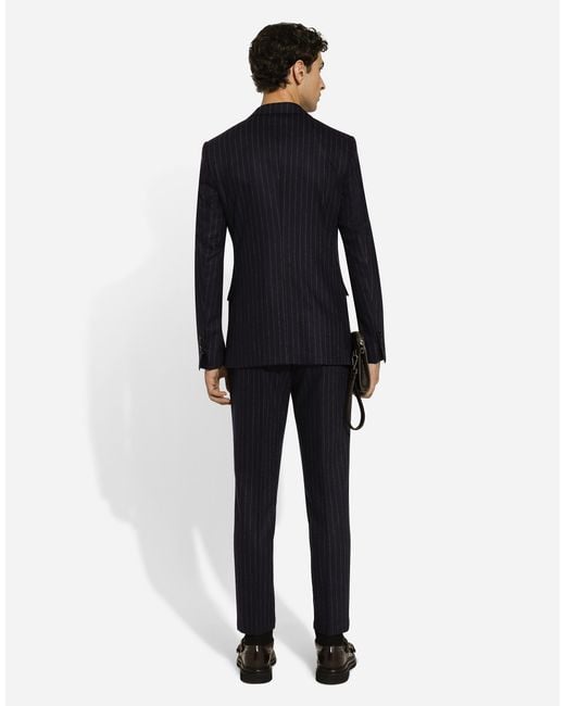 Dolce & Gabbana Black Single-Breasted Pinstripe Flannel Taormina-Fit Jacket for men