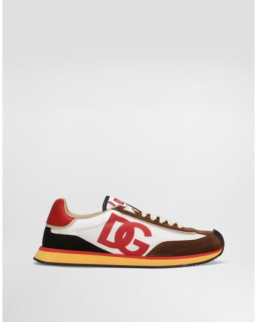 Dolce & Gabbana Multicolor Mesh And Suede Dg Cushion Sneakers for men