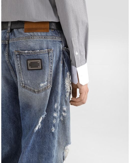 Dolce & Gabbana Blue Oversize Cotton Jeans With Tag for men