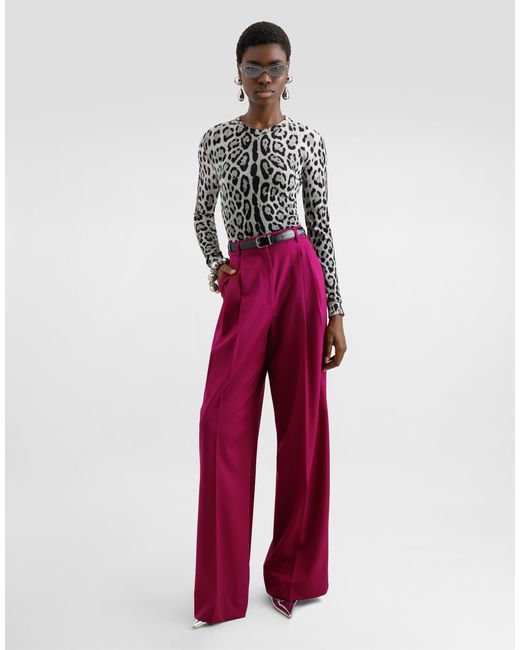 Dolce & Gabbana Pink Woolen Palazzo Pants