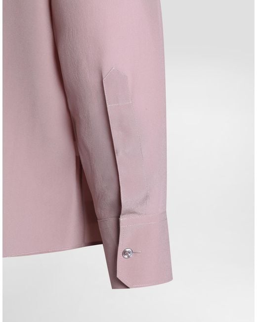 Dolce & Gabbana Pink Silk Crêpe De Chine Shirt for men