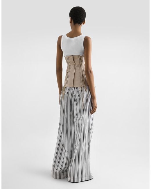 Dolce & Gabbana White Ribbed Cropped Tank Top