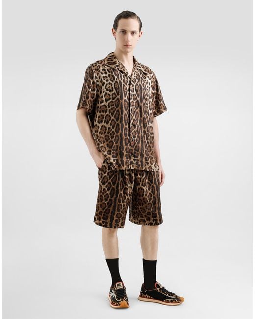 Dolce & Gabbana Multicolor Silk Shirt With Leopard for men