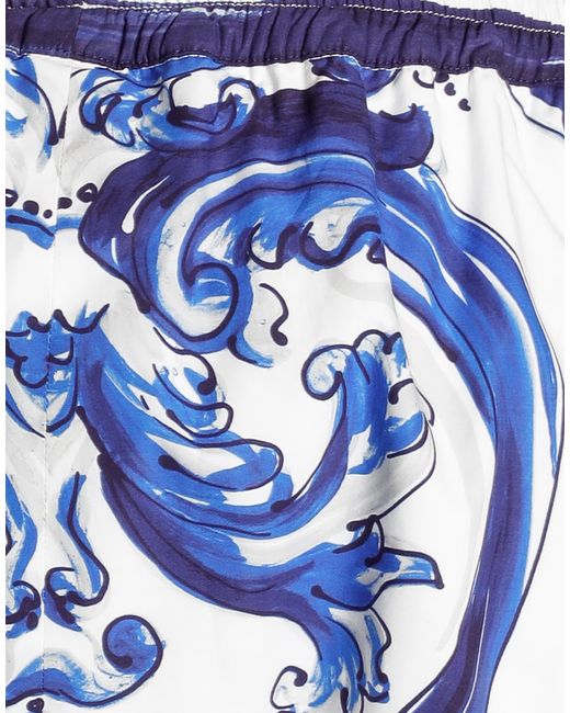 Dolce & Gabbana Blue Dg Exclusive Majolica- Poplin Shorts