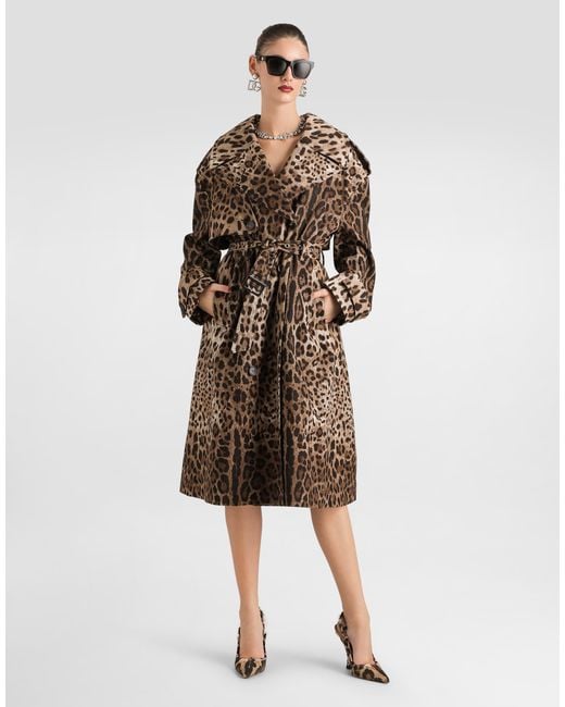 Dolce & Gabbana Natural Double-Breasted Leo- Cotton Drill Coat