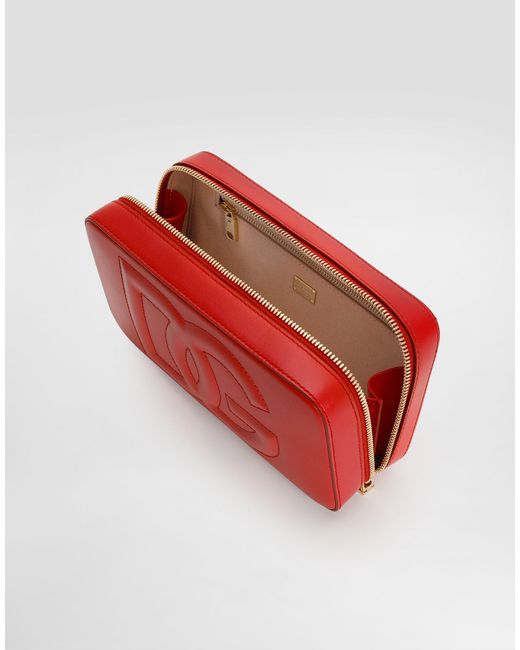 Dolce & Gabbana Red Kleine Camera Bag Dg Logo Bag Aus Kalbsleder