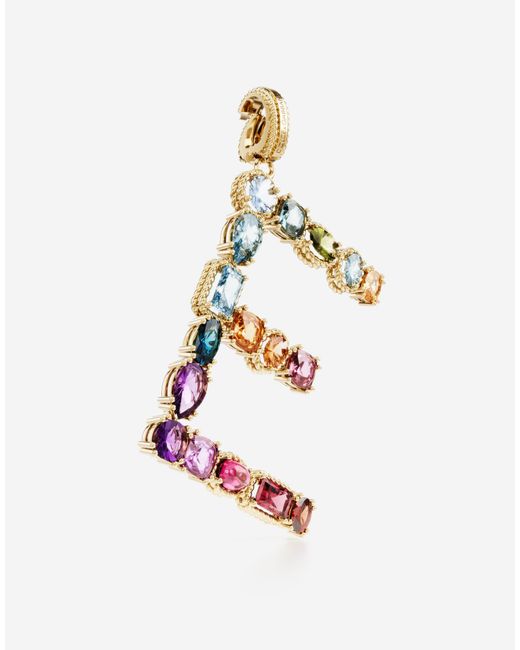 Dolce & Gabbana White Charm E Lettering 18-Carat And Multicolored Gems