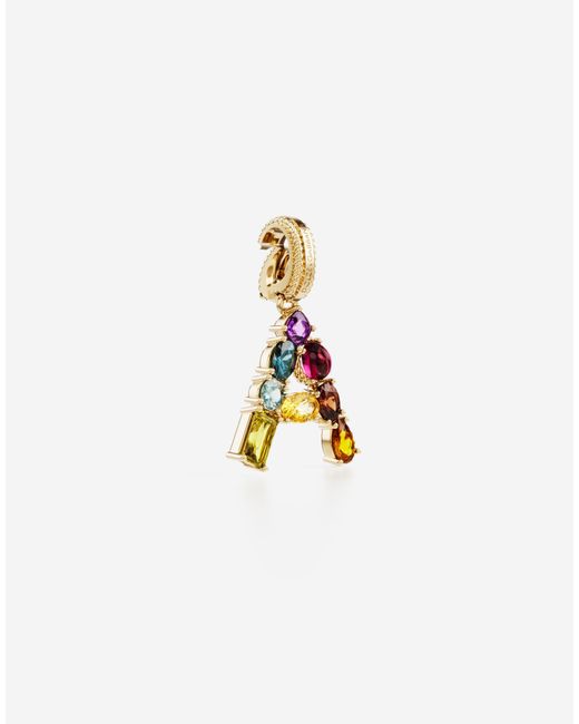 Dolce & Gabbana White Charm A Lettering 18-Carat And Multicolored Gems