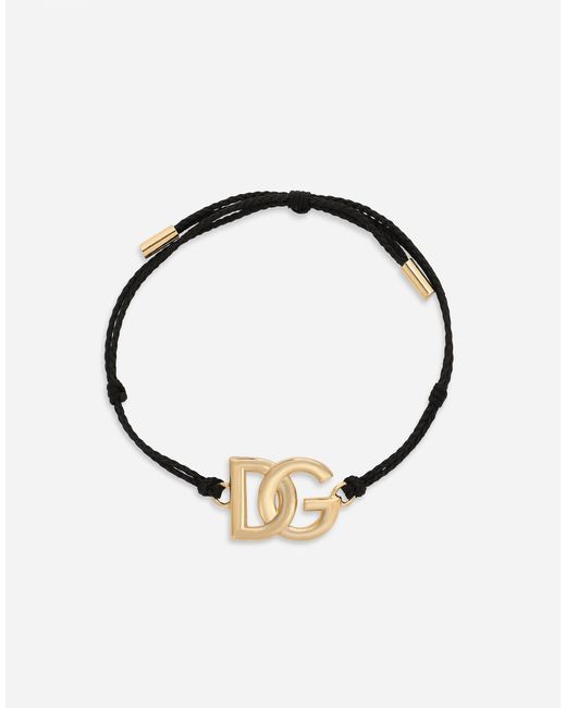 Dolce & Gabbana Metallic Cord Bracelet With Large Dg Logo for men