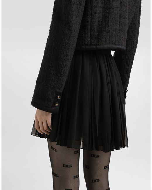 Dolce & Gabbana Black Pleated Chiffon Skirt