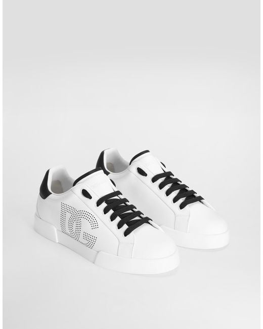 Dolce & Gabbana White Calfskin Portofino Sneakers for men