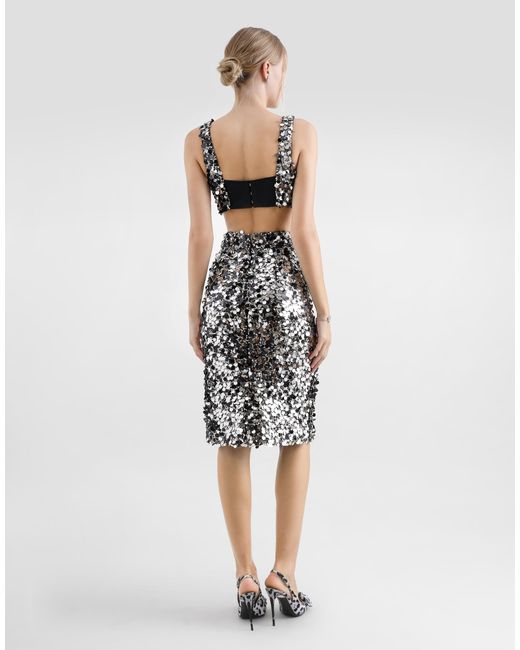 Dolce & Gabbana Metallic Sequined Bralette Top