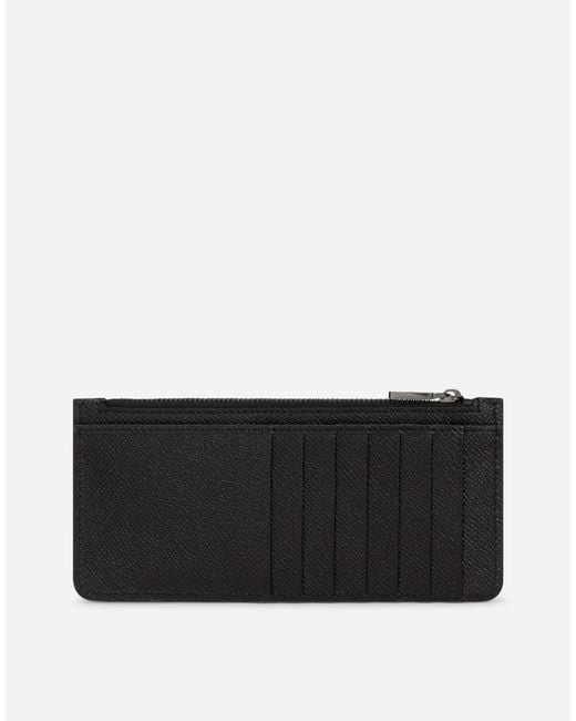 メンズ Dolce & Gabbana バーティカルウォレット カーフスキン ロゴプレート Black