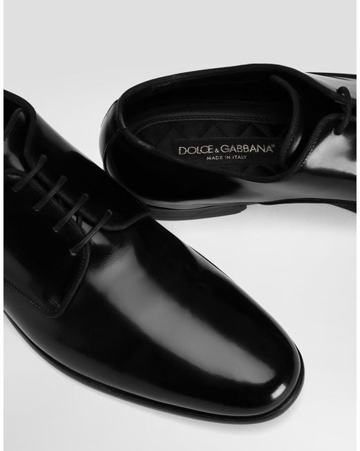 Dolce & Gabbana Black Brushed Calfskin Derby Shoes for men