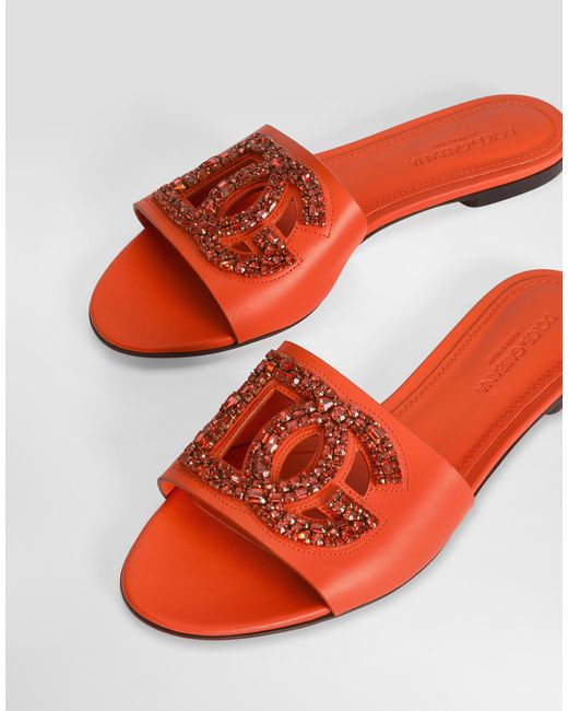 Dolce & Gabbana Red Flat Slides