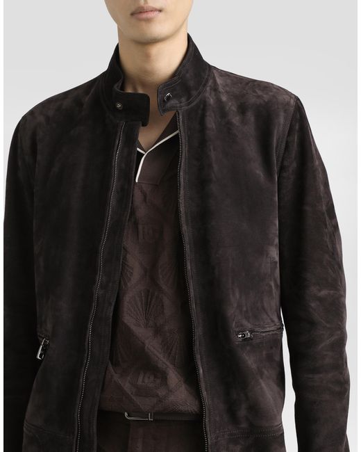 Dolce & Gabbana Black Suede Jacket for men