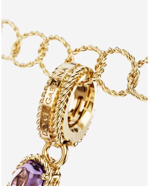 Dolce & Gabbana Metallic Charm N Lettering 18-Carat And Multicolored Gems
