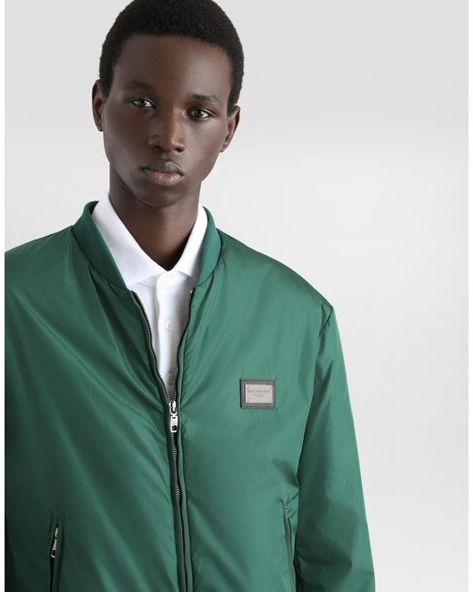 Dolce & Gabbana Green Nylon Jacket With Branded Tag for men