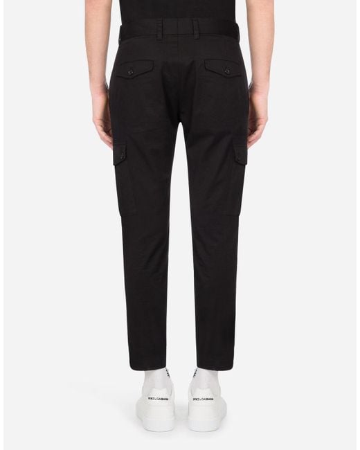 Dolce & Gabbana Stretch Cotton Cargo Pants in Black for Men - Lyst