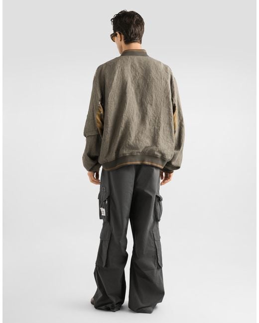 Dolce & Gabbana Metallic Cargo-Print Oversized Twill Bomber Jacket for men