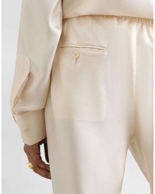 Dolce & Gabbana Natural Silk Trousers for men