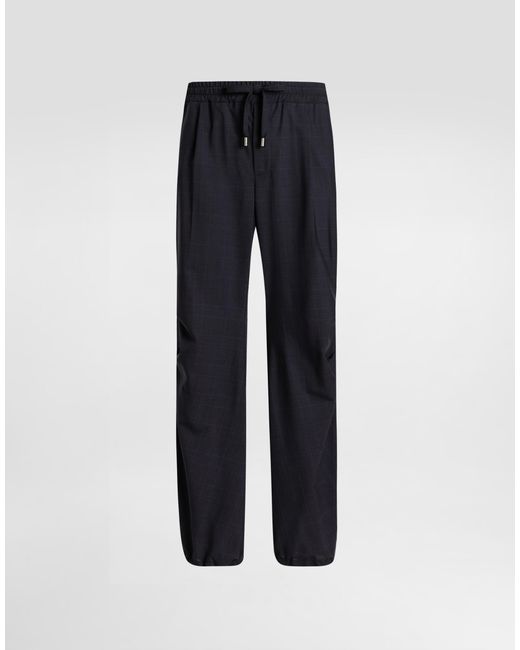 Dolce & Gabbana Blue Glen Plaid Virgin Wool Trousers for men