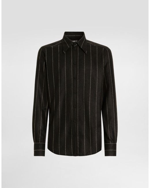 メンズ Dolce & Gabbana Pinstriped Flannel Shirt Black