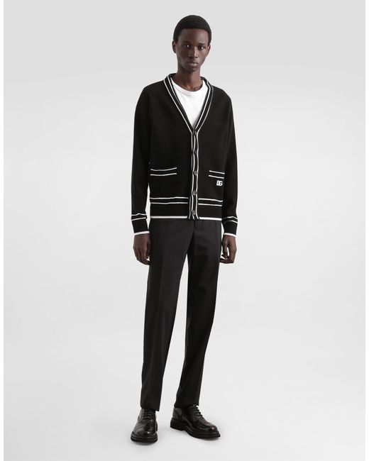メンズ Dolce & Gabbana オーバーサイズ コットンピケ カーディガン Black