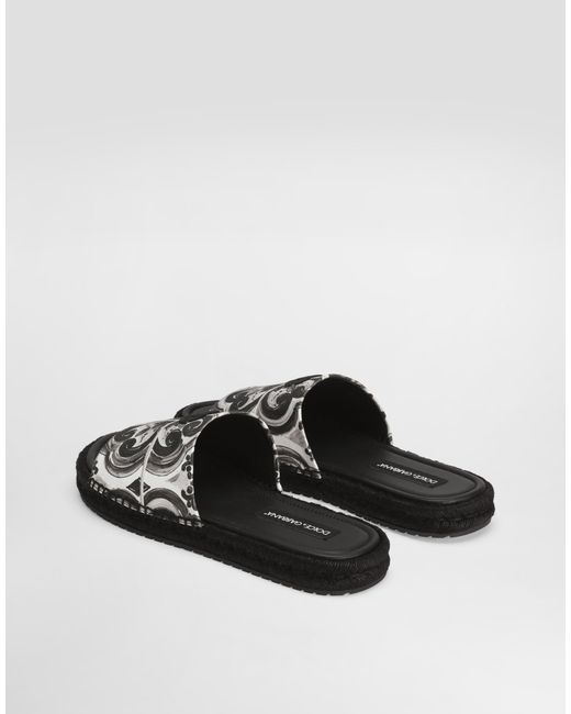 Dolce & Gabbana White Shell-Print Canvas Espadrille Sandal for men