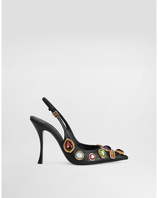 Dolce & Gabbana Slingback With Stone Embroidery White