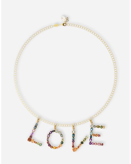 Dolce & Gabbana Metallic Charm R Lettering 18-Carat And Multicolored Gems