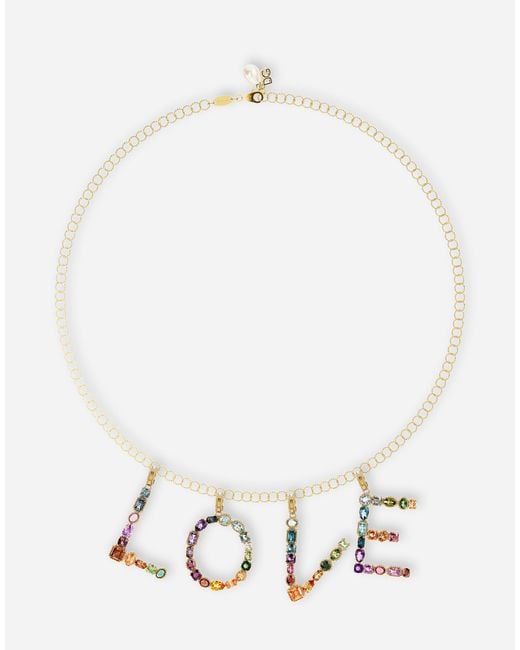 Dolce & Gabbana White Charm P Lettering 18-Carat And Multicolored Gems