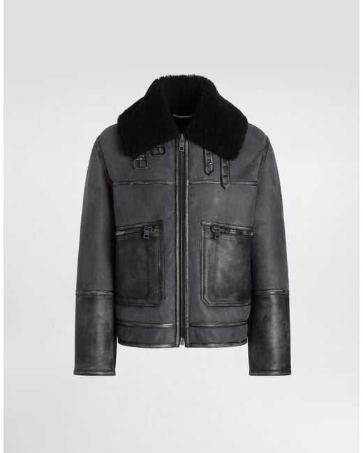 Dolce & Gabbana Black Leather Jacket for men