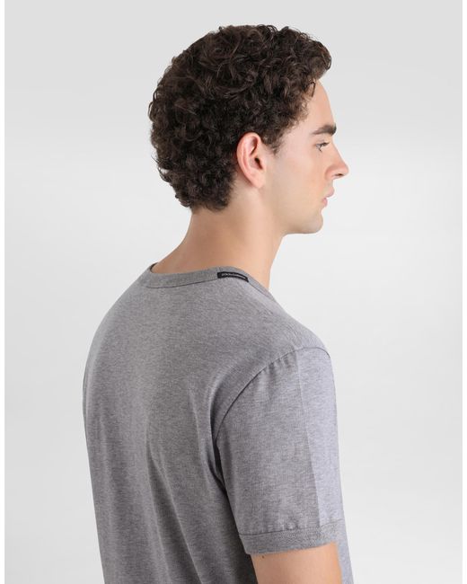 Dolce & Gabbana Gray "Bee And Crown" Embroidered T-Shirt for men