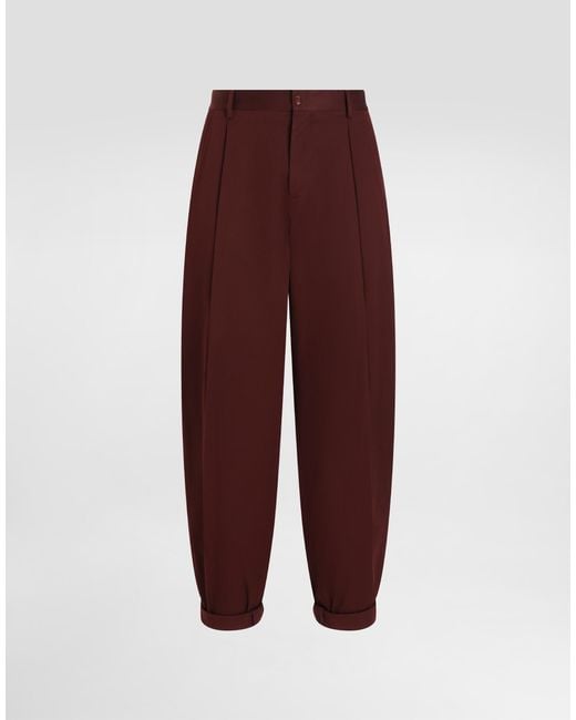 Dolce & Gabbana Purple Cotton Gabardine Pants With Double Darts for men