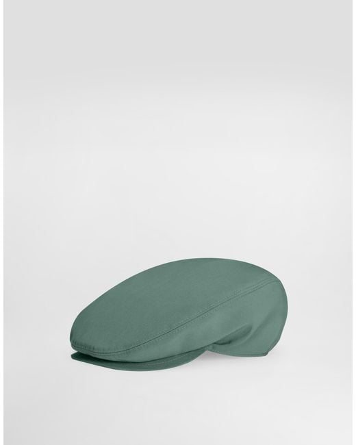 Dolce & Gabbana Green Wool Poplin Flat Cap for men