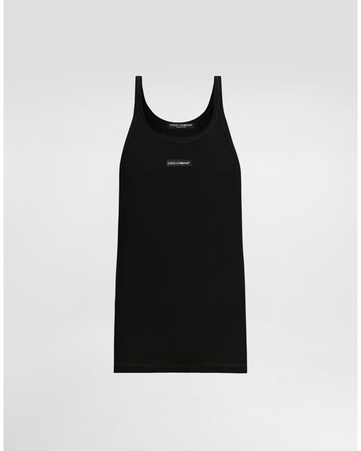 Dolce & Gabbana メンズ ブラック Cotton Tank Top With Print 【公式