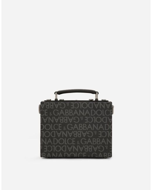 Dolce & Gabbana Black Coated Jacquard Box Bag for men