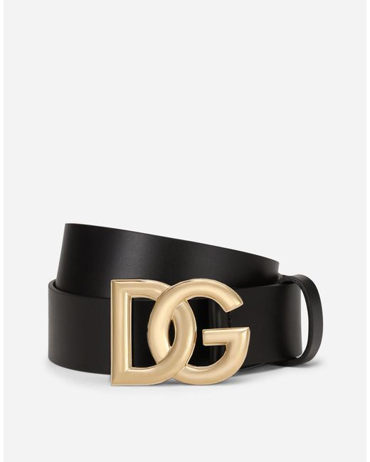 Dolce & Gabbana Gürtel aus Lux-Leder mit Schnalle mit verschlungenem DG-Logo in Black für Herren