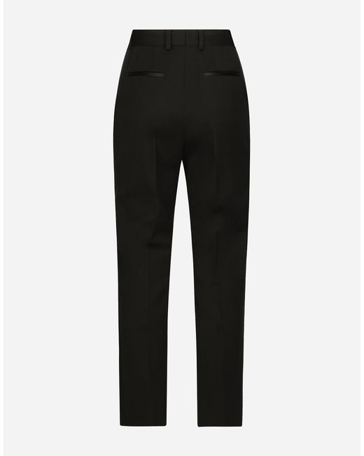 Dolce & Gabbana ハイウエスト シガレットパンツ ウールギャバジン Black