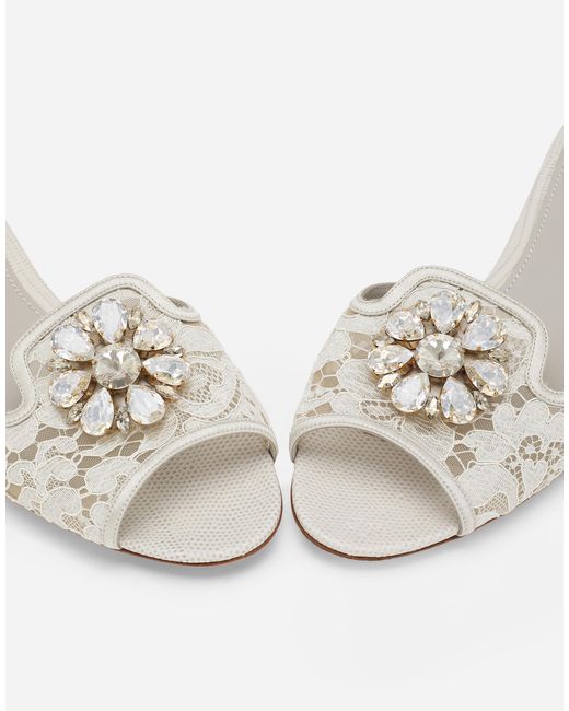 Dolce & Gabbana レインボー スライドシューズ レース ブローチ Natural