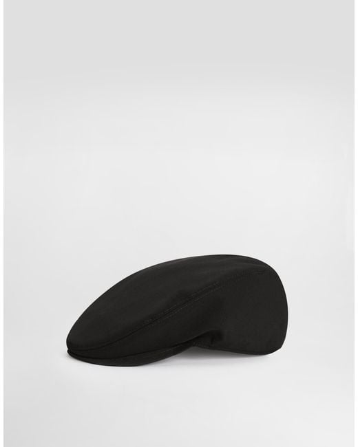 Dolce & Gabbana Black Wool Poplin Flat Cap for men