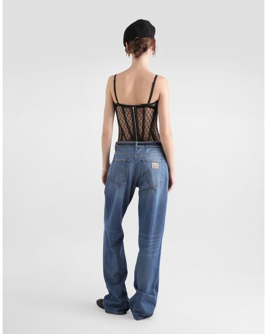 Dolce & Gabbana Black Mesh Tulle Corset