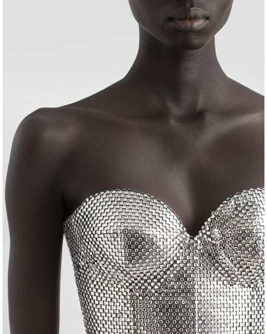 Dolce & Gabbana Gray Strapless Mesh Dress