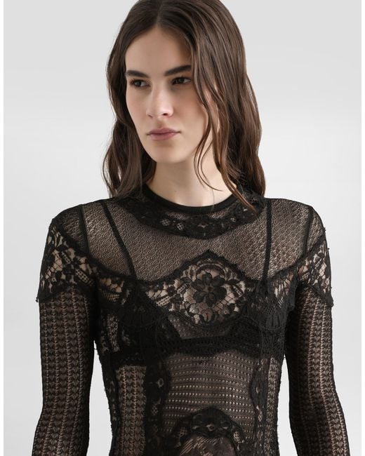 Dolce & Gabbana Black Minikleid Mit Spitzeneinsatz