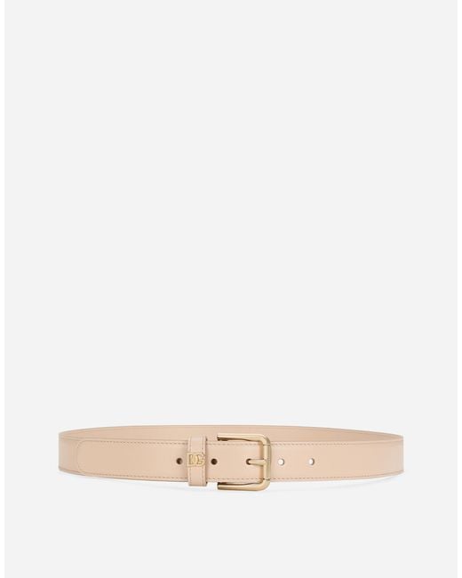 Dolce & Gabbana Natural Logo-Lettering Leather Belt