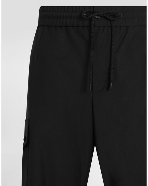 Dolce & Gabbana Black Wool Blend Jogging Trousers for men