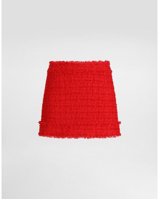 Dolce & Gabbana Red Rachel Tweed Miniskirt